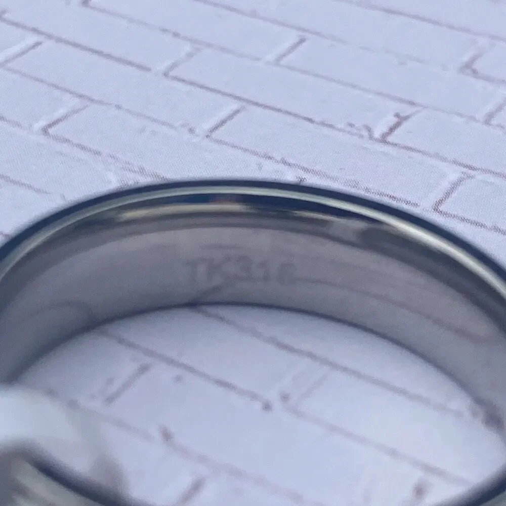 Men’s Stainless Steel Ring Size 10 Silver Band w/ CZ Accent